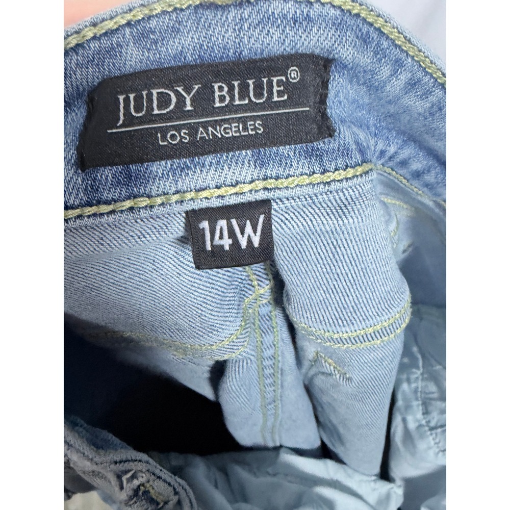 Judy Blue High Rise Wide Leg Jeans Light Wash Distressed 14W JB82407MD-PL Denim - Picture 7 of 13
